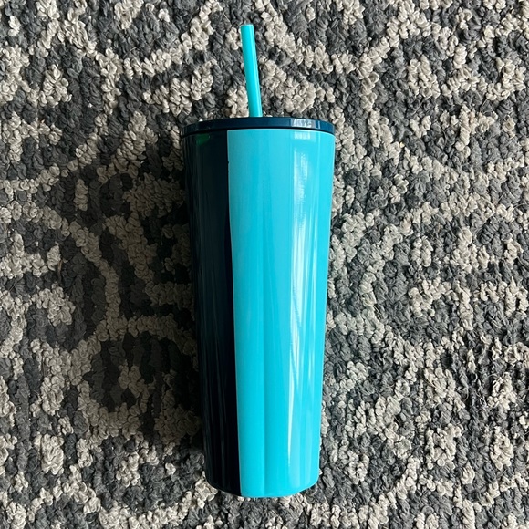 Starbucks Light Blue and Dark Blue Tumbler with Straw - Picture 4 of 4